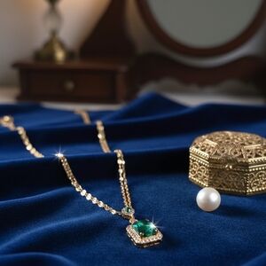 Elegant Gold and Green Pendant Necklace